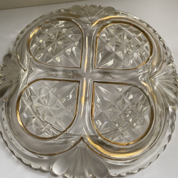 Vintage heavy cut glass covered fish. Gold gold trim - Picture 6 of 12